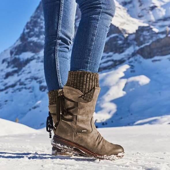 women s winter warm back lace up snow boots 24 1